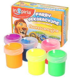 Farby dekoracyjne fluo 6 kolorów 20ml 1