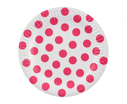 Talerzyki papierowe groszki magenta 18cm 1