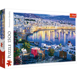 Puzzle 1500 Mykanos o zachodzie słońca GRECJA 1