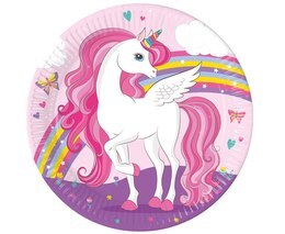 Talerzyki papierowe KONIK UNICORN tęczowy  8szt 23cm 1