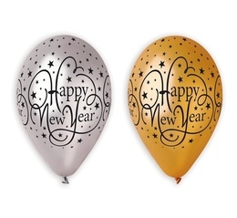 Balony HAPPY NEW YEAR, złote i srebrne 6 szt. 1