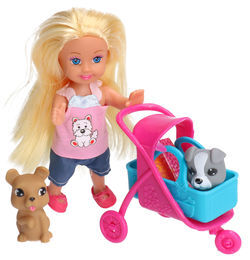 Lalka mini wózek i piesek  1