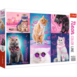 Puzzle 1000 Super koty Neon Color Line  1
