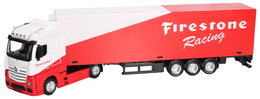 Auto TIR MERCEDES ACTROS z naczepą FIRESTONE Burago 1:43 model metalowy 1