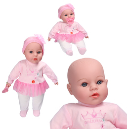 Lalka bobas 40cm mówi, śpiewa - rożowo-białe ubranko 1
