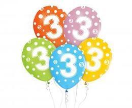 Balony z cyframi 3 na urodziny 5szt 1