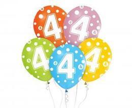 Balony z cyframi 4 na urodziny 5szt 1
