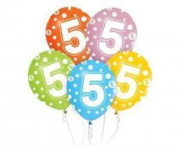 Balony z cyframi 5 na urodziny 5szt 1