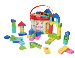Klocki DREWNIANE 50el wiaderko sorter EKO 1