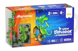 Klocki konstrukcyjne WAFLE MINI Smok Diplodok i pterodaktyl 1