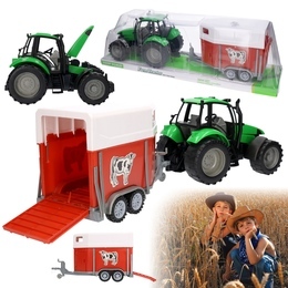 Duży traktor z przyczepą  do przewozu konia  1