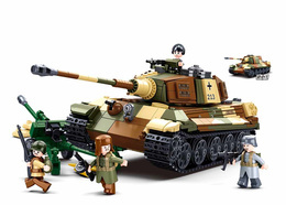 Klocki SLUBAN ARMY WWII czołg lub działo samobieżne oraz armata 1