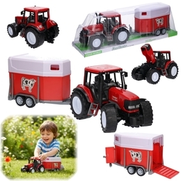 Duży traktor z przyczepą  do przewozu konia  1