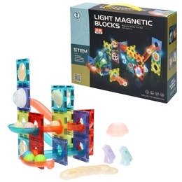 Klocki magnetyczne KULECZKOWY TOR 49el świecący 1