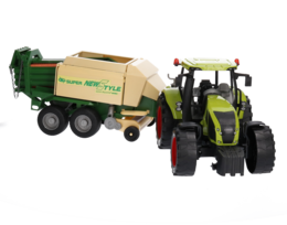 MEGA DUŻY traktor z przyczepą PRASA KOSTKUJĄCA  1