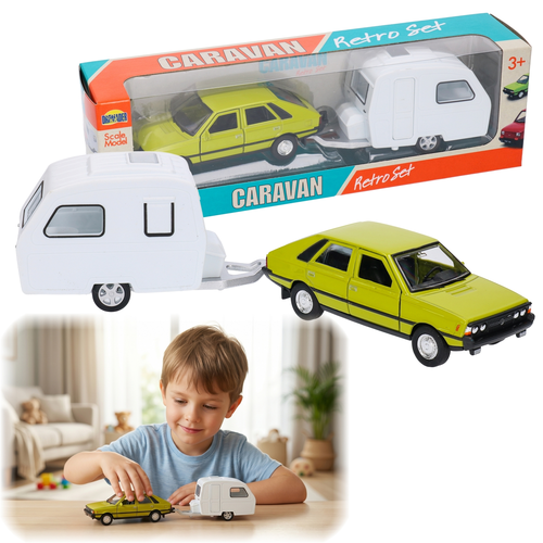 Auto POLONEZ  przyczepa Niewiadów, model metalowy z PRL WELLY 1