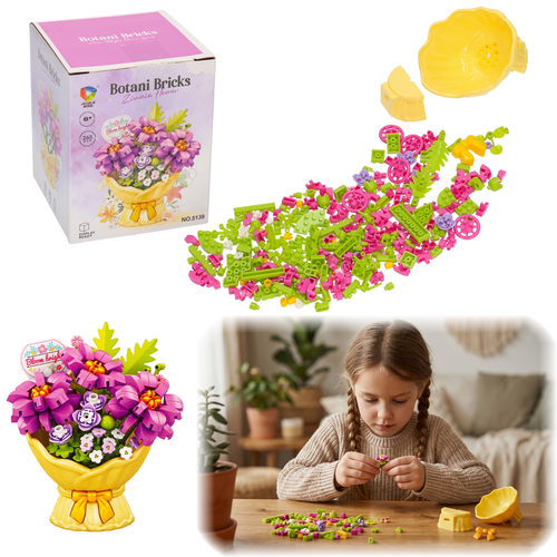 Mini klocki KWIATY Botani Bricks fioletowy bukiet 1