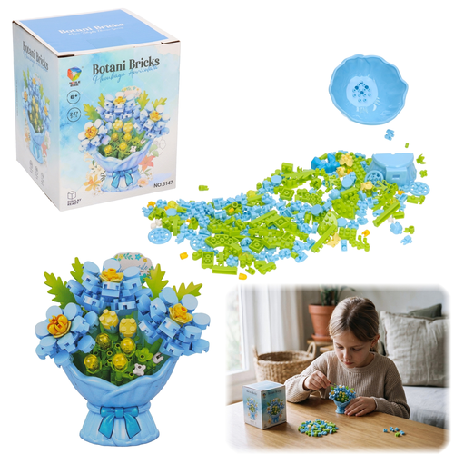 Mini klocki KWIATY Botani Bricks niebieski bukiet 1