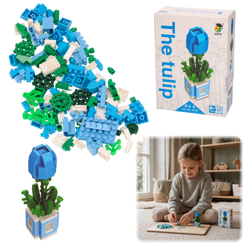 Mini klocki KWIATY niebieski TULIPAN 1