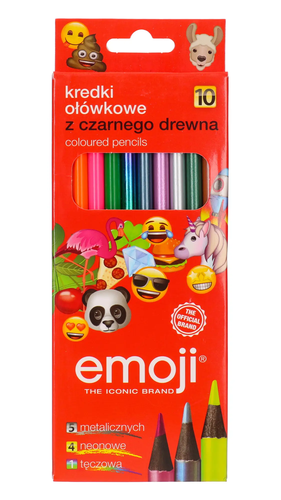 Kredki ołówkowe Emoji, 5 metalicznych, 4 neonowe i tęczowa, 10szt. 1
