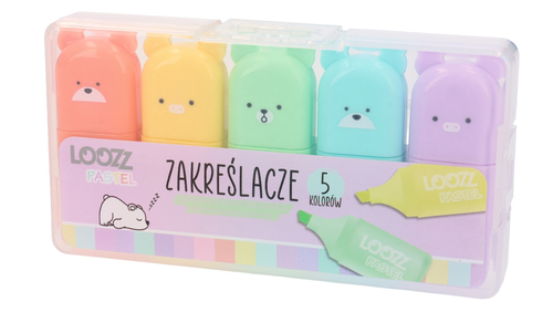 Flamastry zakreślacze pastelowe mini 5 kolorów 1