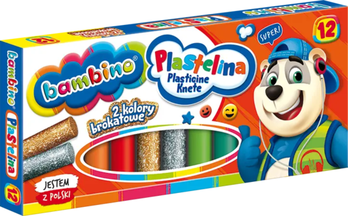 Plastelina BAMBINO 12 kolorów w tym 2 kolory brokatowe 1