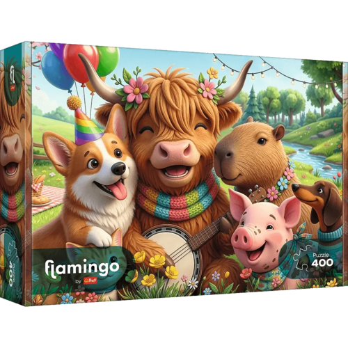 Puzzle 400 Urodzinowa ekipa - flamingo 1