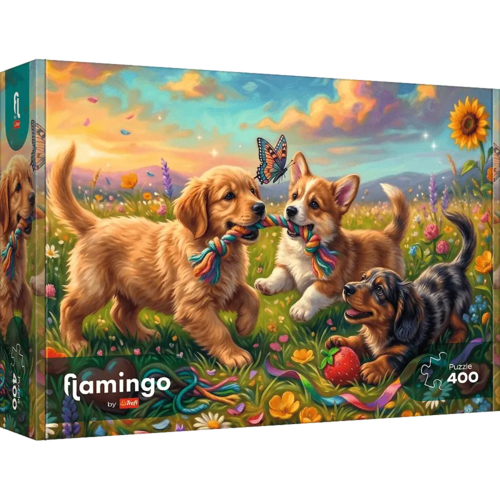 Puzzle 400 Szczenięce figle - flamingo 1