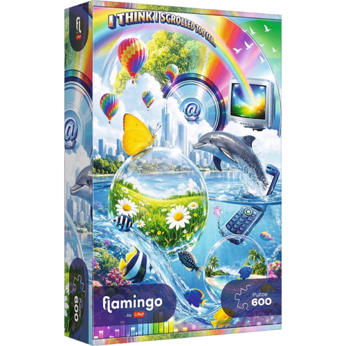Puzzle 600 Internetowy chaos - flamingo 1