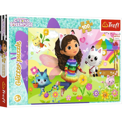 Puzzle Glitter 100 Koci domek Gabby Brokatowa Gabby 1