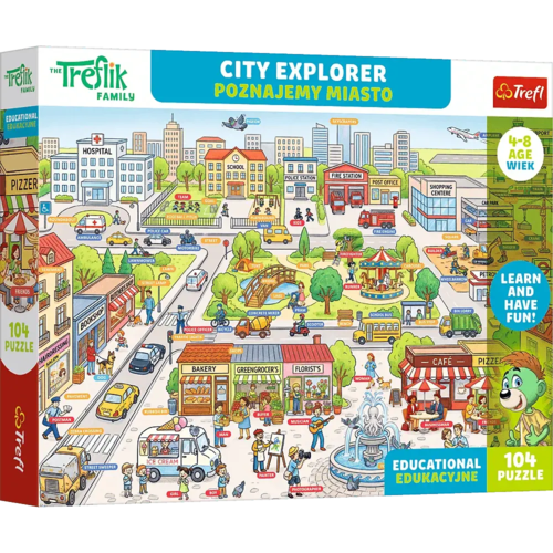 Puzzle edukacyjne 104 Rodzina Treflików Poznajemy miasto 1