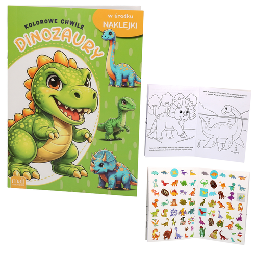 Kolorowanka DINOZAURY naklejki - seria KOLOROWE CHWILE 1