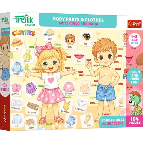 Puzzle edukacyjne 104 Rodzina Treflików Moje ciało i ubrania 1