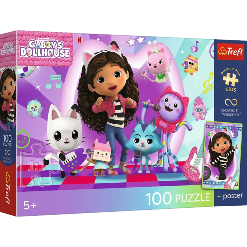 Puzzle 100 Koci domek Gabby Kolorowy Koci Świat 1