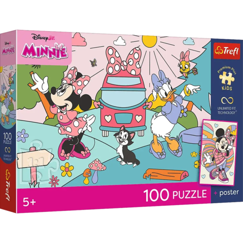 Puzzle 100 Myszka Minnie - Różowa przygoda + plakat 1