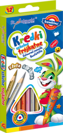 Kredki trójkątne BAMBINO + złota i srebrna kredka 1